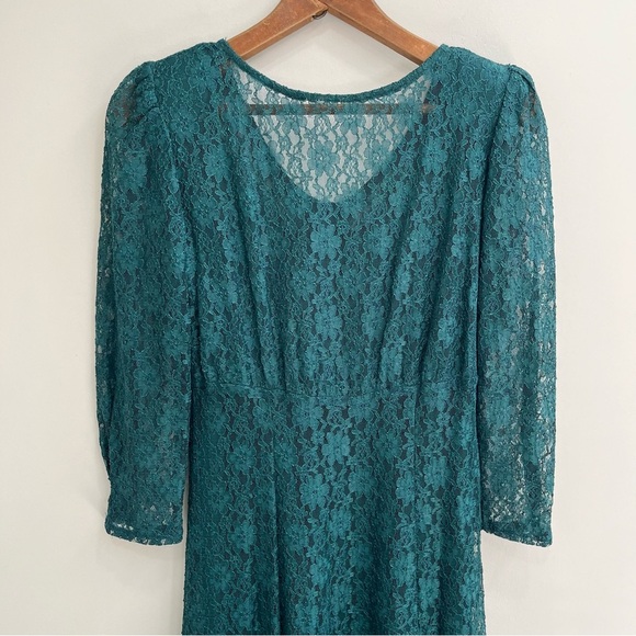 Vintage All That Jazz 80s 90s Emerald Green Full Lace Grunge Goth Gypsy Dress - Picture 5 of 13